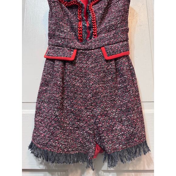 NWT Elisabetta Franchi Red Blue Tweed Open Back Romper Size 40 US 4 - Picture 8 of 14